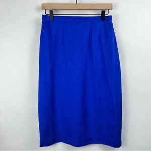 Vintage Silk Electric Blue Knee Length Skirt Size 10P